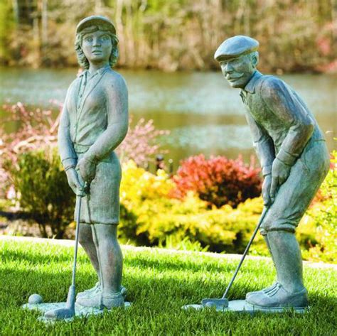 Nostalgic Golfer Set Man And Woman Sculptures