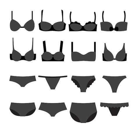 premium vector underwear set icons bra different styles and woman panties