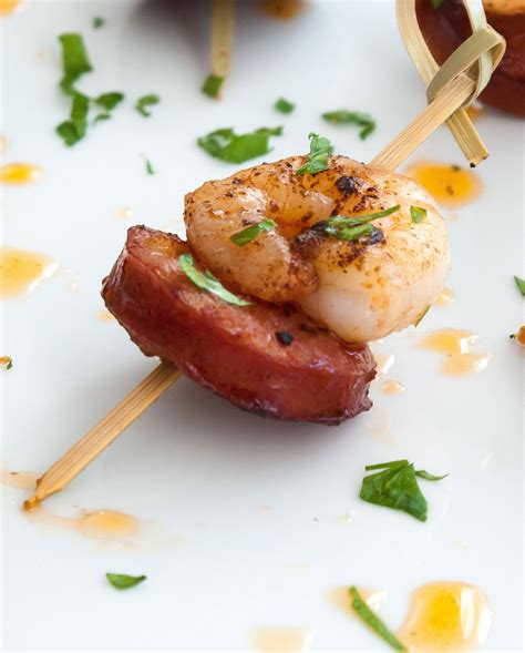 Chorizo And Prawns Skewers With A Creamy Lemon Dip Canapes Recipes