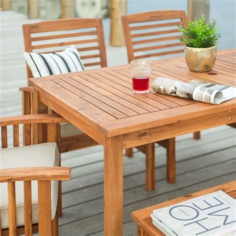 Outdoor Classic Acacia Wood Simple Patio 6 Piece Dining Set Brown In
