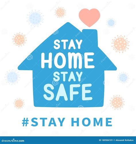 Stay Home Stay Safe Lettering Typography Poster Stock Vector