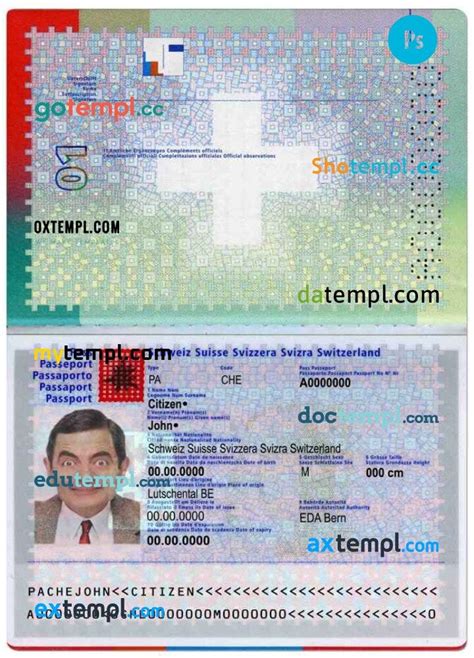 Swiss Passport Example In Psd Format Fully Editable With All Fonts