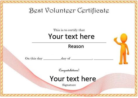 Printable Volunteering Certificate Template Free Word Excel Tmp