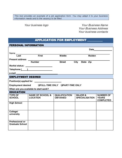 Free Printable Job Application Form Pdf Applicationforms Net Vrogue
