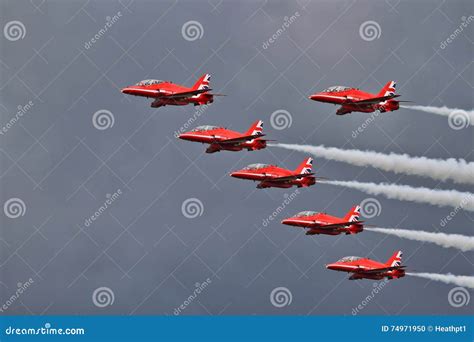 Red Arrows Display Team In Formation Editorial Image Image Of