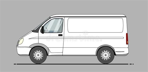 Vector Outline Van Lorry Side View White Empty Van Template For