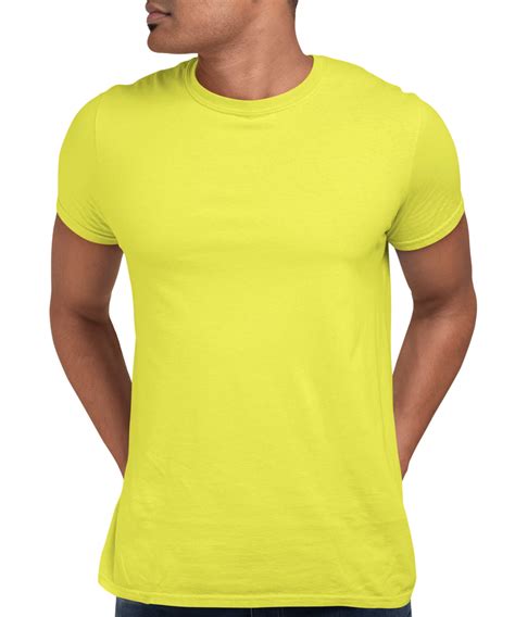 Medle Solid New Yellow Mens T Shirt Regular Fit Elegant Cotton Tee