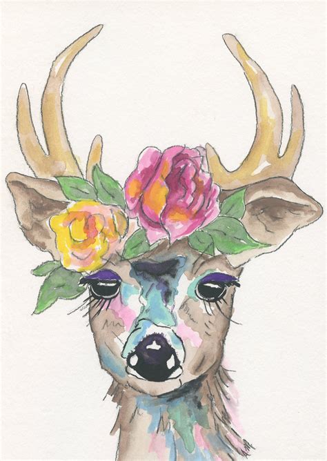 Woodland Deer Watercolor Print Art Prints Art Nursery Art Prints