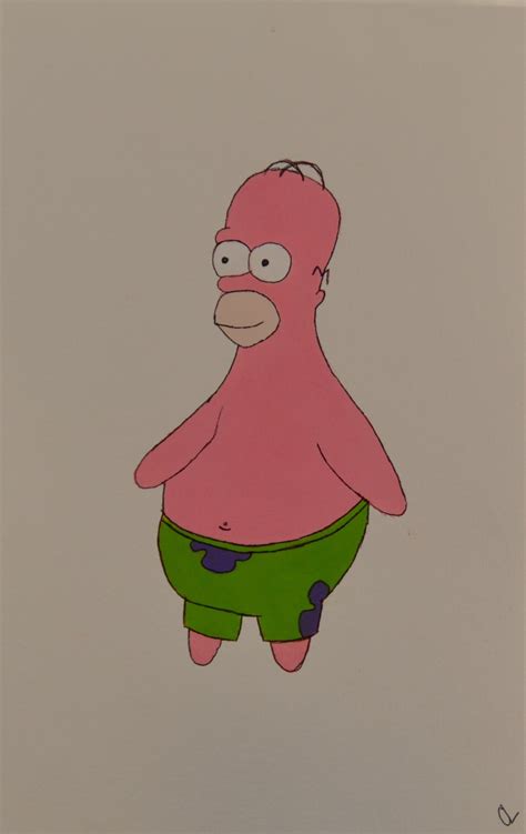 Patrick Homer Simpson Meme Art Mixed Media Acrylic Etsy