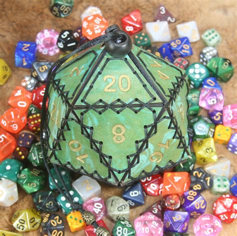 Leather D20 Dice Bag Marbled Greenblue Etsy