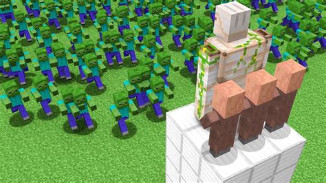 How To Protect The Villagers Tower From 1000 Zombie Army In Minecraft