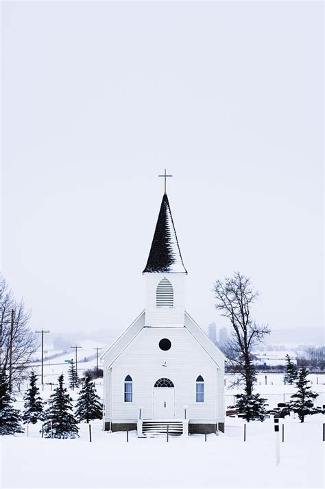 Old Fashioned Steeple Church In Winter Photograph By Corey Hochachka
