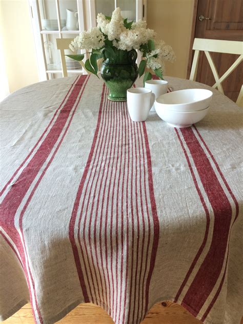 Linen Tablecloth Striped Table Cloth Square Tablecloth Etsy Uk