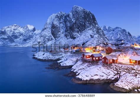 Traditional Norwegian Fishermans Cabins Rorbuer On Stock Photo Edit