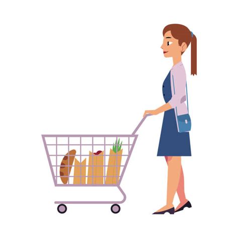 Best Woman Pushing Cart Illustrations Royalty Free Vector Graphics