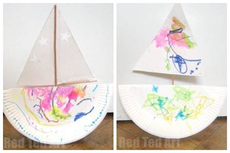 Rocking Paper Plate Boat Red Ted Art Easy Arts And Crafts Easy