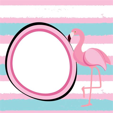 Abstract Tropical Background With Flamingo And Frame Vector Art