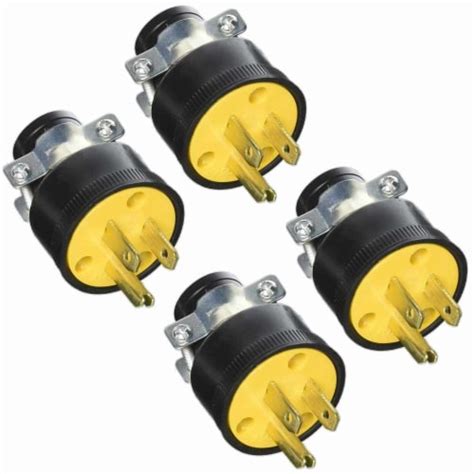 4 Pc Extension Cord Replacement Ends Male 3 Wire Grounded Plug
