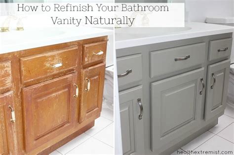 Here are some great tips for painting bathroom cabinets: How to Refinish a Bathroom Vanity Naturally, No VOCs ...
