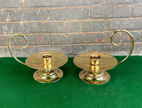 Pair Baldwin Brass Chamber Candle Holders Solid Brass Candlesticks Made In Usa
