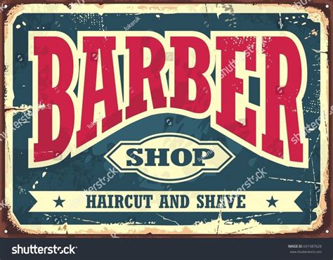 Barber Shop Hipster Haircut And Shave Vintage Sign Template Barbershop