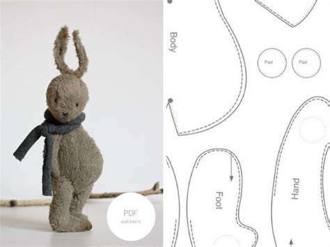 Pdf Sewing Pattern And Tutorial Mohair Rabbit 9 Inches Stuffed Teddy Bear