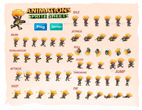 Ninja 2d Game Character Sprites By Pasilan Graphicriver
