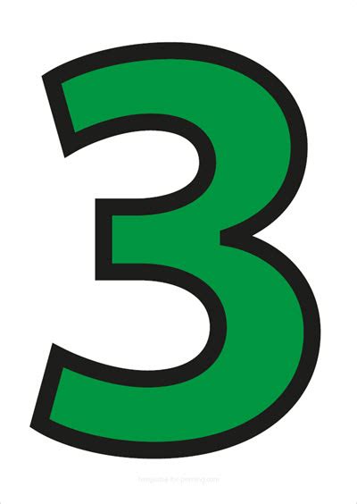 Green Numbers With Black Contours For Printing Templates For Printing
