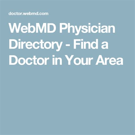 Webmd Physician Directory Find A Doctor In Your Area Find A Doctor