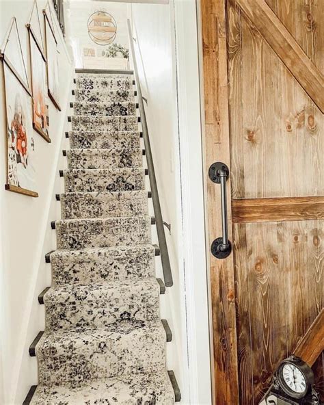 Bright Scrolls Above A Farmhouse Stair Runner Soul And Lane