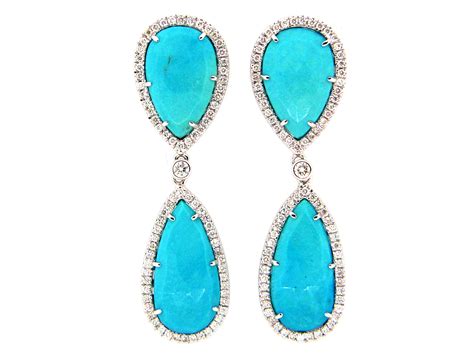 Dilamani Jewelry Turquoise And Diamond Dangle Earring
