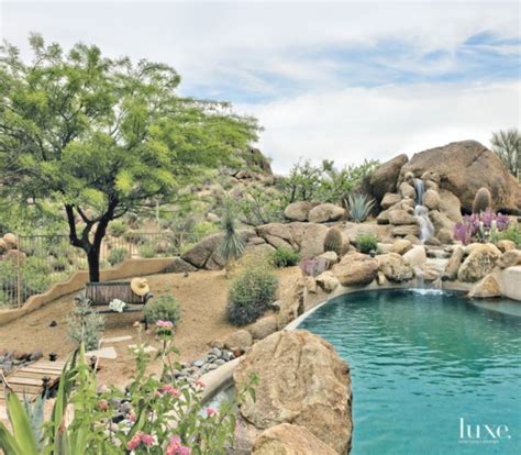 Desert Pool Landscape With Waterfall Pool Landscaping Desert