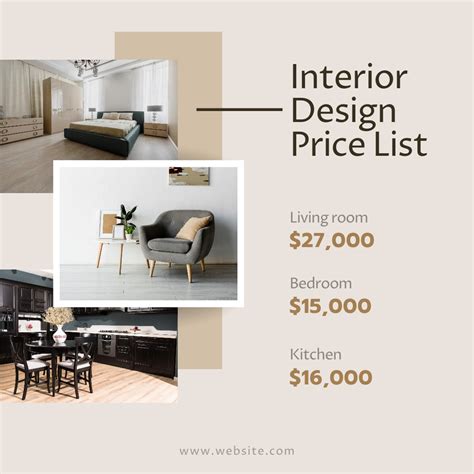 3d Interior Design Price List Online Instagram Post Template Vistacreate