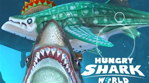 The whale shark is about 50 feet. Hungry Shark World - Whale Shark Vs Megalodon Shark! - YouTube