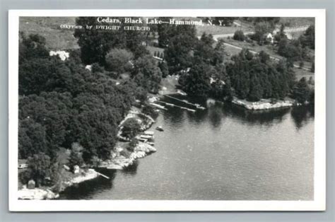 Black Lake Cedars Hammond New York Rppc Vintage Aerial Photo~dwight