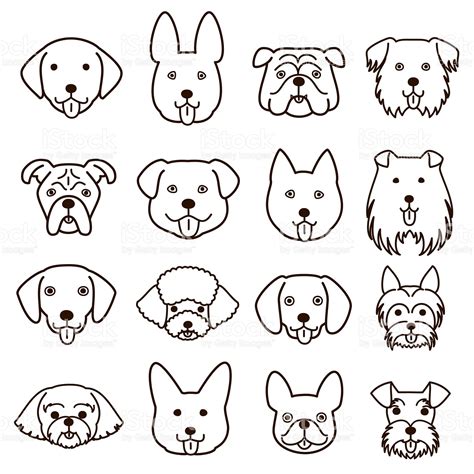 cute dogs faces line art set. | Dog line art, Dog drawing simple, Dog