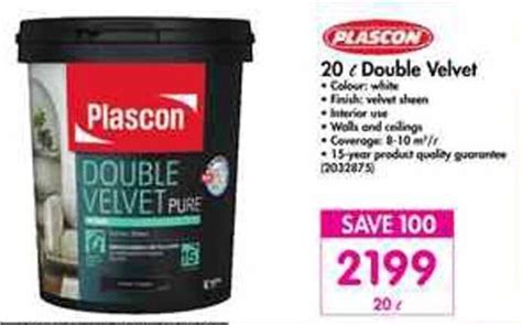 Plascon 20l Double Velvet Offer At Makro