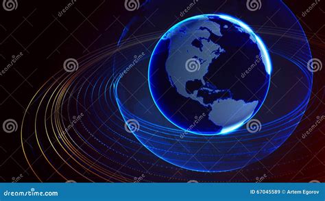 Detailed Virtual Planet Earth Technological Digital Globe World Stock