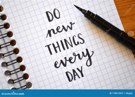 Do New Things Every Day Hand Lettered In Notebook Stock Image Image