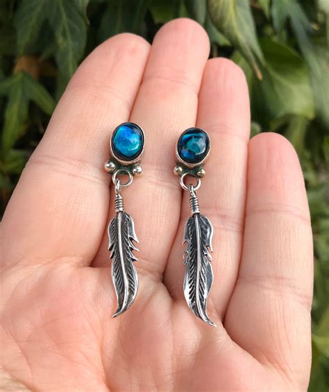 Native American Sterling Silver Feather Earrings Etsy Feather