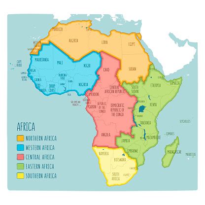 This map shows details of all the capitals of the. Vector Political Map Of Africa 5 Regions Of Africa Stock Illustration - Download Image Now - iStock
