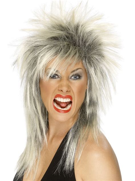 Blonde Rock Diva Wig 80s Fancy Dress Wig Mullet Pageant Party