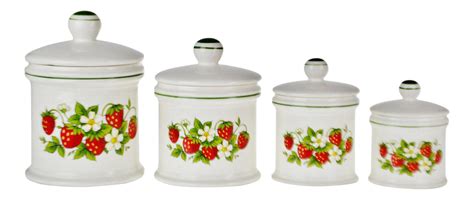 Vintage Sears Strawberry Country Kitchen Canisters Set Of 4 Chairish