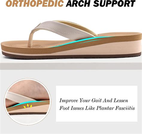 COFACE Leather Flip Flops For Women With Comfortable Arch Support