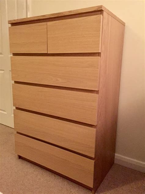 Ikea Malm 6 Drawer Chest White Stained Oak Veneer In York North