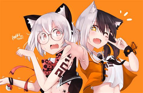 Your kitty is feeling curious and playful, so this gesture can often be spotted while they're checking out a new toy! 2girls angry num animal ears black hair catgirl fang ...