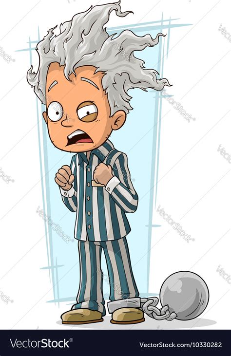 Cartoon Crazy Man In Prisoner Robe Royalty Free Vector Image