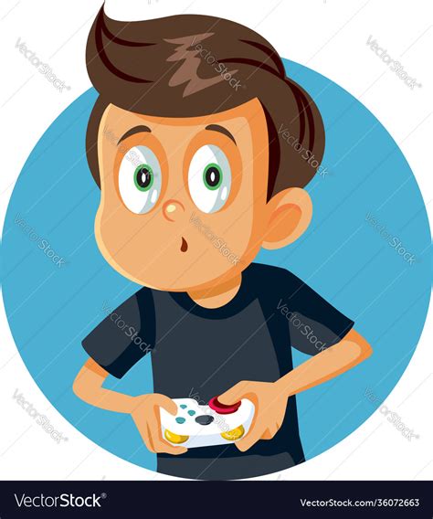 Boy Playing Video Game Cartoon Royalty Free Vector Image