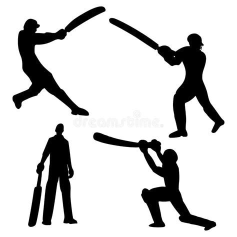 Silhouette De Joueurs De Cricket Batteur Et Lanceur Illustration De