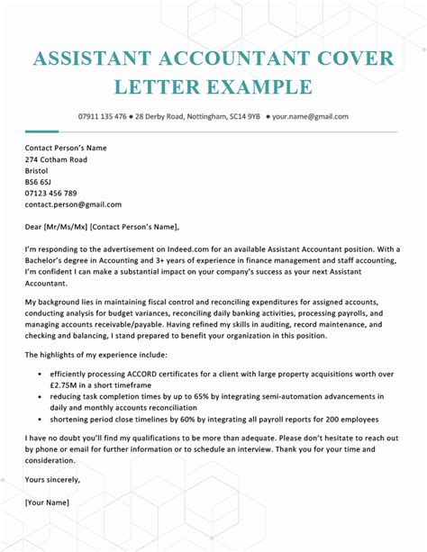 Assistant Accountant Cover Letter: Example & Tips